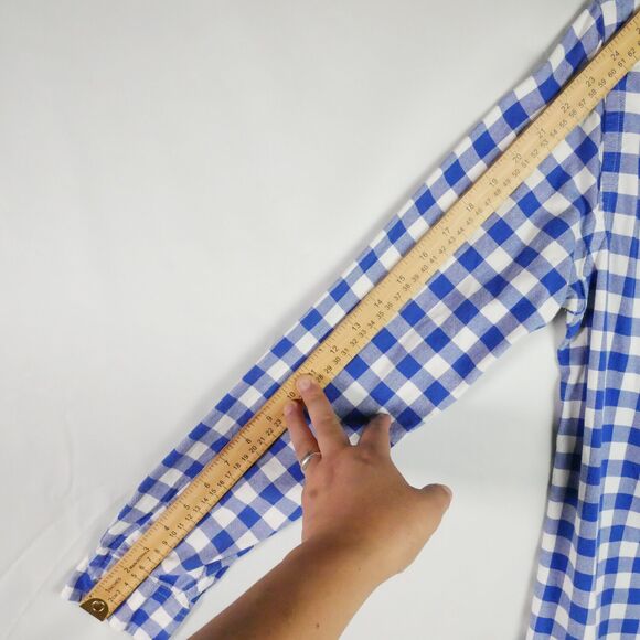 J Crew Oxford Mens Size S Blue and White Checked Button Down Shirt Long Sleeve - Picture 10 of 11